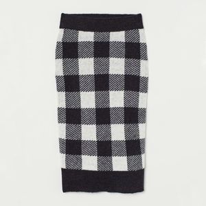 Checked Charcoal Gray and White Sweater Skirt